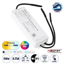 LOC LED Of Cyprus - GloboStar® 71440 WP5-P150V24 Mi-BOXER DC Smart Wifi & RF 2.4Ghz & Push Dimming Power Supply Τροφοδοτικό SELV & Controller / Dimmer All in One 5 Καναλιών AC100-240V σε DC 24V 5 x 1.25A 30W - Max 6.25A 150W - Αδιάβροχο IP67 RGBW+WW Μ22.5 x Π7.3 x Υ3.5cm - 5