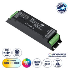 LOC LED Of Cyprus - GloboStar® 71445 D5-P SKYDANCE DC DMX & RDM Dimmer High Speed Controller / Decoder 5 Καναλιών DC 12-48V 5 x 4A 192W - Max 20.5A 960W - IP20 Μ17.5 x Π4.5 x Υ3.5cm - 5 Years Warranty