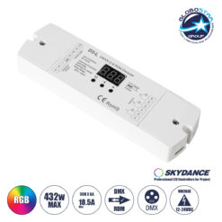 LOC LED Of Cyprus - GloboStar® 71447 D3-L SKYDANCE DC DMX & RDM Dimmer High Speed Controller / Decoder 3 Καναλιών DC 12-24V 3 x 6A 144W - Max 18.5A 432W - IP20 Μ17 x Π5 x Υ2.5cm - 5 Years Warranty