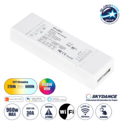 LOC LED Of Cyprus - GLOBOSTAR® SKYDANCE-V5-L(WT) 71470 DC WiFi & RF 2.4Ghz & Push Dimmer / Controller με 5 x 6A 288W Κανάλια DC 12-48V 30A 1440W Max IP20 - WiFI & RF 2.4Ghz & Push Dimming - Μ18 x Π5.7 x Υ2.8cm - 5 Χρόνια Εγγύηση