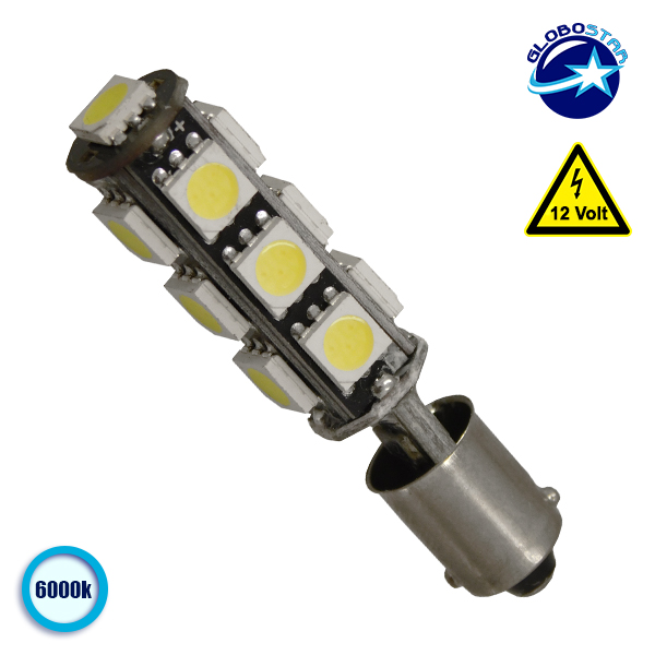 LOC LED Of Cyprus - GloboStar® BA9S - T4W 72000  Λάμπα Αυτοκινήτου Can LED Can Bus με 13 SMD 5050 12 Volt 3.84W 312 lm 360° Ψυχρό Λευκό 6000K