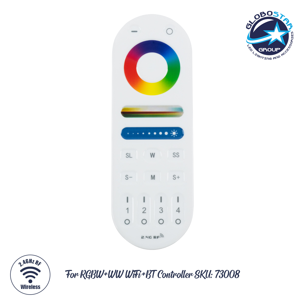 LOC LED Of Cyprus - GLOBOSTAR® MiBoxer-FUT092 73007 RF 2.4G Ασύρματο Χειριστήριο Αφής 4 Ζωνών για όλα τα Πολύχρωμα RGBW+WW MiBoxer & MiLight Controller DC3V 2 x AAA IP20 - RF 2.4G - Μ15 x Π5 x Υ1.7cm - 3 Χρόνια Εγγύηση