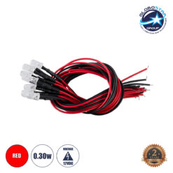 LOC LED Of Cyprus - GloboStar® DIODE-LED 73732 Χαμηλής Ισχύος Δίοδος LED 0.3W DC 12V - Φ0.5 x Υ1cm - Κόκκινο - Dimmable - Συσκευασία 10 Τεμαχίων - 2 Χρόνια Εγγύηση