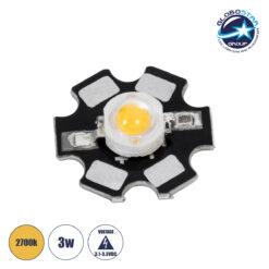 LOC LED Of Cyprus - GLOBOSTAR® STARCHIP 73744 High Power Star LED 3W 240lm 90° DC 3.2V IP20 Θερμό Λευκό 2700K Dimmable - Sanan Chip - Μ2 x Π2 x Υ0.6cm - 2 Χρόνια Εγγύηση