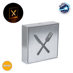 LOC LED Of Cyprus - GloboStar® SENSATI 75660 Φωτιστικό Τοίχου Ένδειξης RESTAURANT FORK & KNIFE LED 1W AC 220-240V IP20 - Σώμα Αλουμινίου - Μ11 x Π11 x Υ3cm - Πορτοκαλί