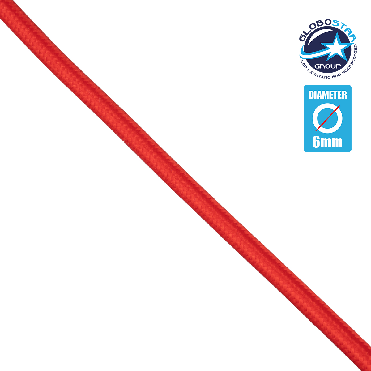 LOC LED Of Cyprus - GLOBOSTAR® DECOCABLE 77600 Υφασμάτινο Καλώδιο 2 x 0.75mm² IP20 - Κόκκινο - Μ100 x Π0.6 x Υ0.6cm