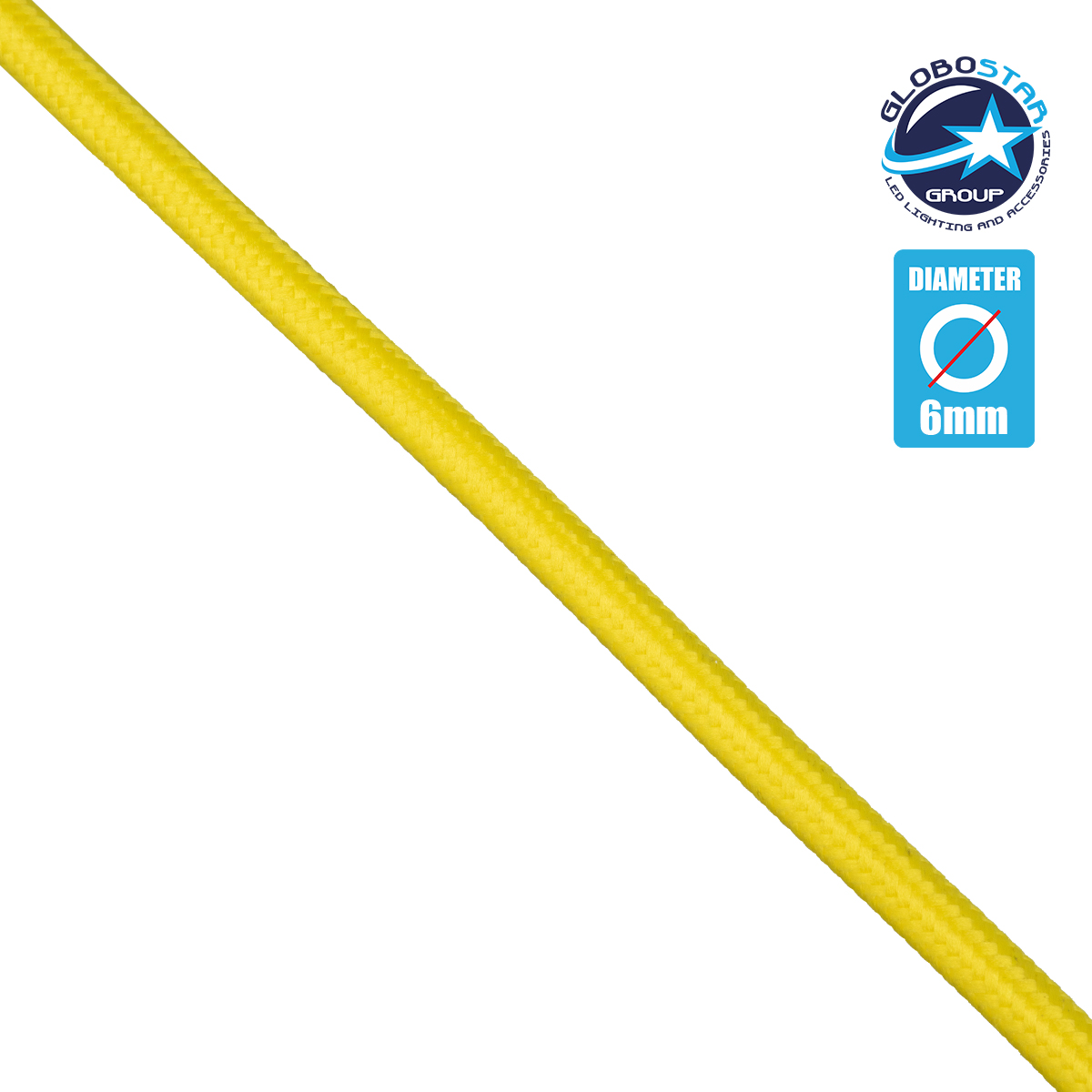 LOC LED Of Cyprus - GloboStar® 77606 Στρογγυλό Υφασμάτινο Καλώδιο 1m 2 x 0.75mm² Κίτρινο