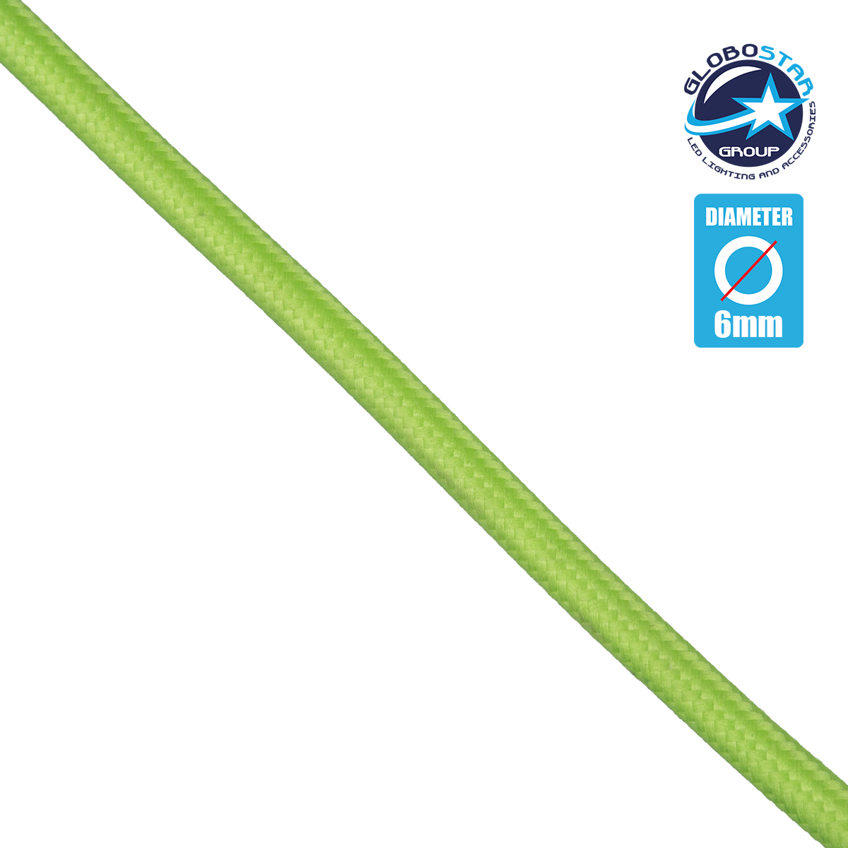 LOC LED Of Cyprus - GloboStar® 77607 Στρογγυλό Υφασμάτινο Καλώδιο 1m 2 x 0.75mm² Λαχανί Φωσφορούχο