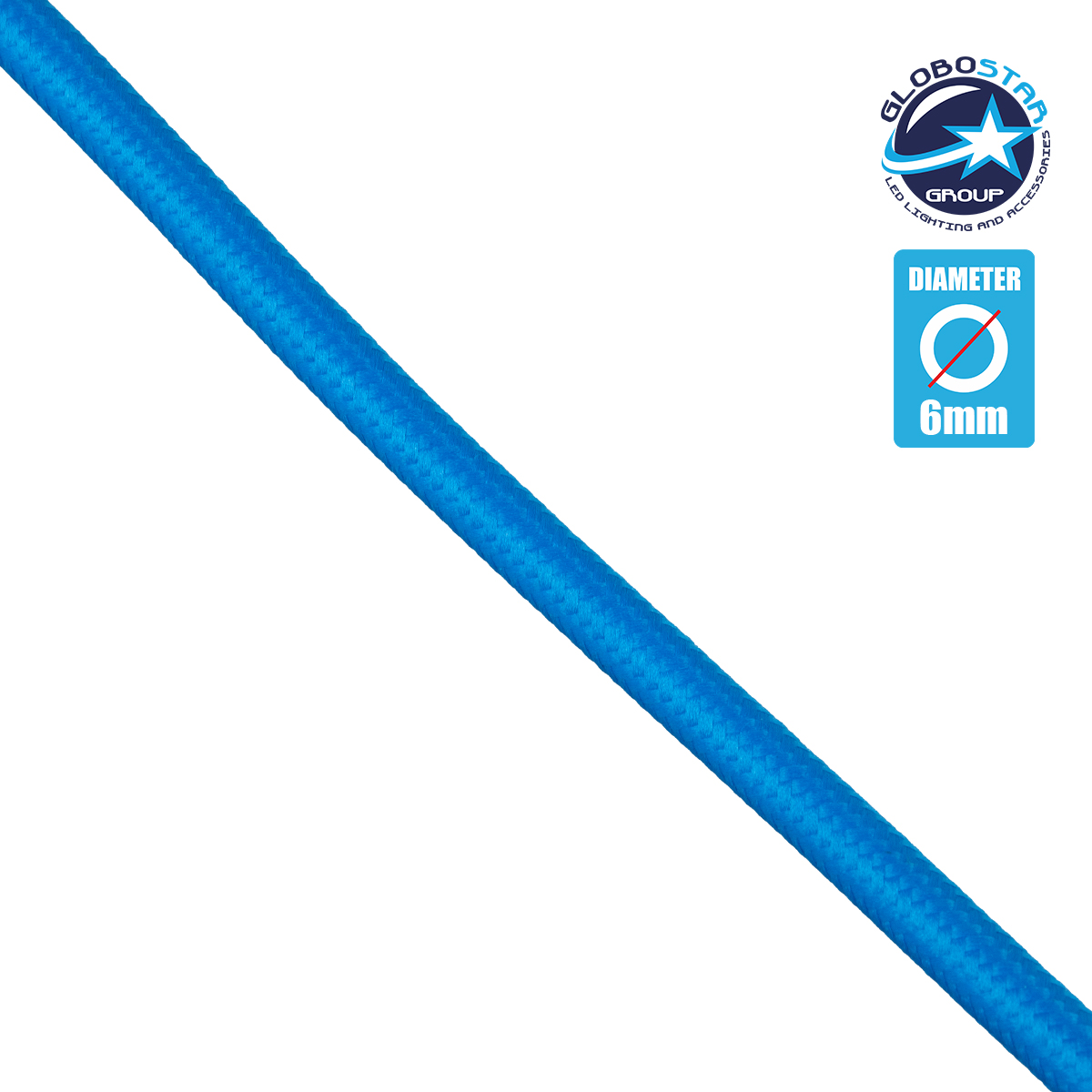 LOC LED Of Cyprus - GloboStar® 77610 Στρογγυλό Υφασμάτινο Καλώδιο 1m 2 x 0.75mm² Μπλε