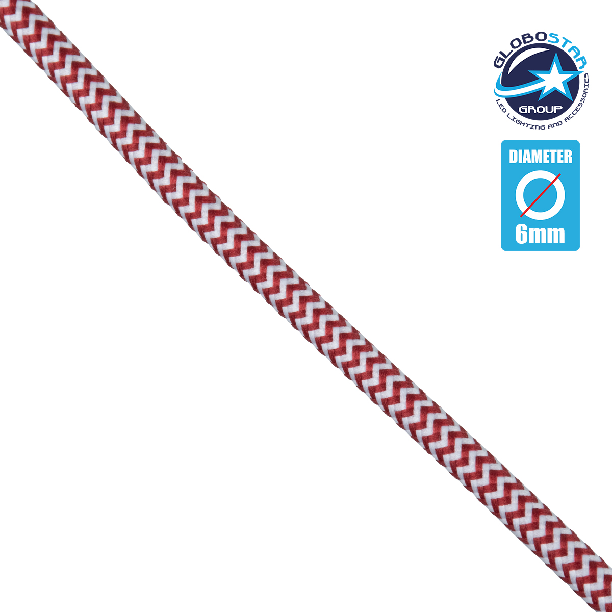 LOC LED Of Cyprus - GloboStar® 77614 Στρογγυλό Υφασμάτινο Καλώδιο 1m 2 x 0.75mm² Dublo Άσπρο Κόκκινο