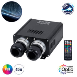 LOC LED Of Cyprus - GloboStar® 78566 Μηχανή Οπτικής Ίνας Διπλής Κεφαλής - Fiber Optic Light Machine Double Head LED 45W AC 220-240V με Ασύρματο Χειριστήριο RF 2.4Ghz Μ16 x Π26 x Υ8.5cm RGB - 2 Years Warranty