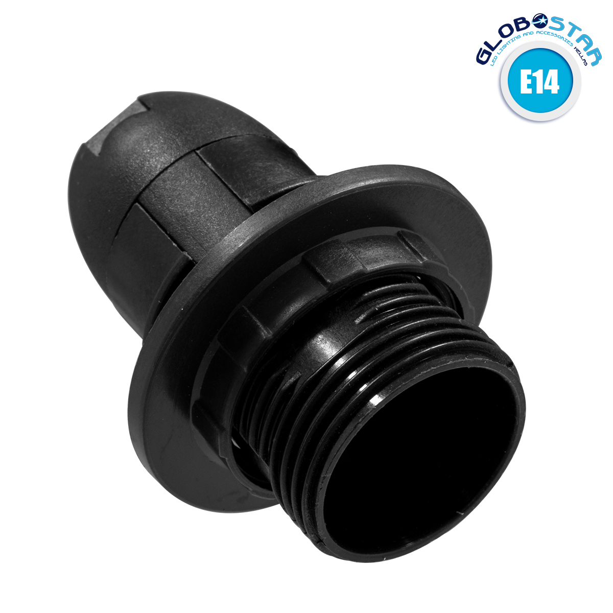 LOC LED Of Cyprus - GloboStar® 78961 ΣΕΤ Ντουί E14 με Ροδέλα Πλαστικό Μάυρο DIY