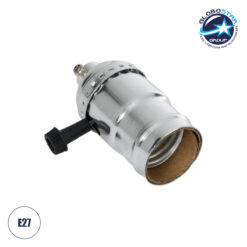 LOC LED Of Cyprus - GloboStar® 78965 Ντουί Vintage Industrial Retro E27 με Διακόπτη ON/OFF - Ασημί - Μ5.5 x Π3.6 x Υ7cm