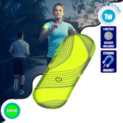 LOC LED Of Cyprus - GloboStar® 79073 Μαγνητικό Clip Ασφαλείας Φωσφοριζέ Αντανακλαστικό για Ποδηλάτες & Runners με Φωτεινή Σήμανση LED & Μπαταρία CR2032 - Αδιάβροχο IP65 Λαχανί Φωσφοριζέ