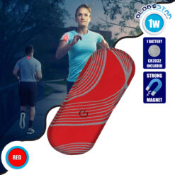 LOC LED Of Cyprus - GloboStar® 79074 Μαγνητικό Clip Ασφαλείας Φωσφοριζέ Αντανακλαστικό για Ποδηλάτες & Runners με Φωτεινή Σήμανση LED & Μπαταρία CR2032 - Αδιάβροχο IP65 Κόκκινο Φωσφοριζέ