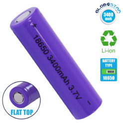 LOC LED Of Cyprus - GLOBOSTAR® BATTERY 79097 Ανταλλακτική Επαναφορτιζόμενη Μπαταρία Li-ion 3.7V 12.6Wh 18650 3400mAh με Overcharge / Discharge Προστασία - Μ6.7 x Π1.8 x Υ1.7cm - 1 Χρόνο Εγγύηση