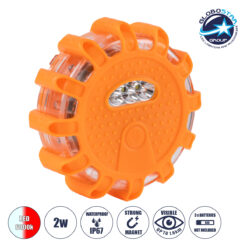 LOC LED Of Cyprus - GLOBOSTAR® EMERGENCIA 79697 Φωτιστικό Έκτακτης Ανάγκης για Οχήματα με Μαγνήτη & Φακό LED 2W 140lm 360° DC 5V με 3xAAA Μπαταρίες Αδιάβροχο IP65 Κόκκινο & Ψυχρό Λευκό 6000K - Πορτοκαλί - Μ10 x Π10 x Υ3.5cm - 1 Χρόνο Εγγύηση