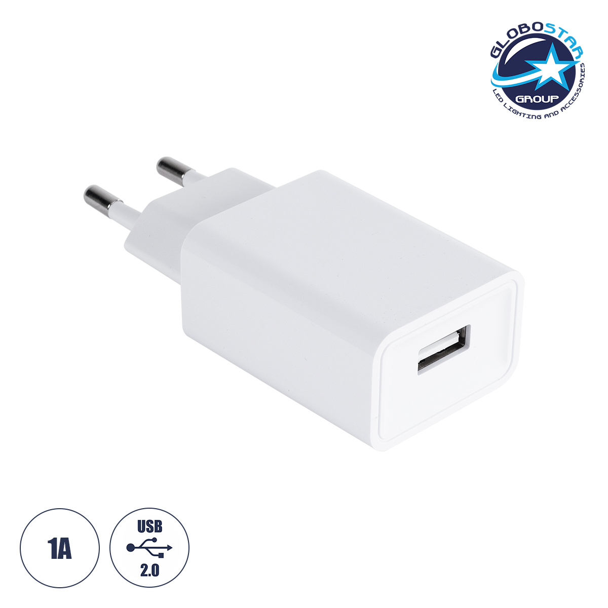 LOC LED Of Cyprus - GloboStar® 79708 Φορτιστής Πρίζας Charger 1x Type-A USB Port DC 5V 1A Max 5W
