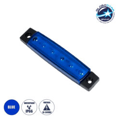 LOC LED Of Cyprus - GloboStar® 79903 Πλευρικά Φώτα Όγκου Φορτηγών LED 6xSMD2835 DC 10-30V 1.5W 100lm IP66 Mπλε - Μ9.5 x W2 x H1.1cm