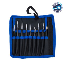 LOC LED Of Cyprus - GloboStar® 79997 Επαγγελματικό Mini Σετ Λαβίδων - Τσιμπίδων - Tweezers 9 Τεμαχίων σε 1 DIY Tool Kit Υψηλής Αντοχής Stainless Steel Μαύρο Μ19 x Π2.5 x Υ19cm