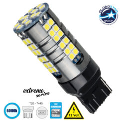 LOC LED Of Cyprus - GLOBOSTAR® W21W-T20 81161 Λάμπα W21W T20 7440 CANbus LED 19W 2100lm 360° DC 12V IP20 Ψυχρό Λευκό 6000K - 66 x Epistar SMD3030 Chip - Μ2.1 x Π2.1 x Υ5.8cm - 1 Χρόνο Εγγύηση