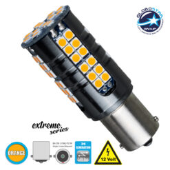 LOC LED Of Cyprus - GloboStar® 1156 - BA15S - P21W 81251 Λάμπα Αυτοκίνητου  3rd Generation Can-Bus Extreme Series LED 66 SMD 3030 19W 2100lm 360° DC 12V IP20 Πορτοκαλί