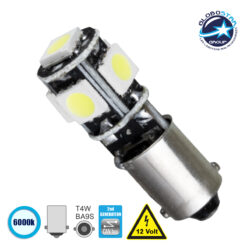 LOC LED Of Cyprus - GloboStar® BA9S - T4W 81288  Λάμπα Αυτοκινήτου 2nd Generation Can-Bus Series LED 5 SMD 5050 2W 300lm 360° DC 12V IP20 Ψυχρό Λευκό 6000K