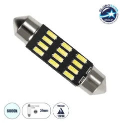LOC LED Of Cyprus - GloboStar® C5W 81303 Λάμπα Αυτοκίνητου 39mm FESTOON - LED 12 SMD 5630 1.05W 114lm 120° DC 12V IP20 Ψυχρό Λευκό 6000K