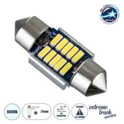 LOC LED Of Cyprus - GLOBOSTAR® C5W 81328 Σωληνωτή Λάμπα C5W 31mm CANbus LED 0.72W 150lm 120° DC 24-30V IP20 Ψυχρό Λευκό 6000K - 10 x Epistar SMD4014 - Μ3.1 x Π1.2 x Υ1.2cm - 1 Χρόνο Εγγύηση