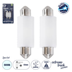 LOC LED Of Cyprus - GLOBOSTAR® C5W 81335-B Σωληνωτή Λάμπα C5W 42mm CANbus LED 1.92W/3.84W 100lm/200lm 120° DC 12-24V IP20 Ψυχρό Λευκό 6000K - 2 x Epistar SMD3030 Chip - Μ4.2 x Π1.2 x Υ1cm - Πακέτο Blister 2 Τεμαχίων - 1 Χρόνο Εγγύηση