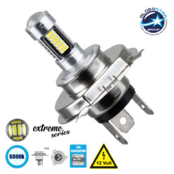 LOC LED Of Cyprus - GloboStar® 81413 Λάμπα Αυτοκίνητου H4 3rd Generation Can-Bus Extreme Series LED 30 SMD 4014 6W 900lm 360° DC 12V IP20 Ψυχρό Λευκό 6000K