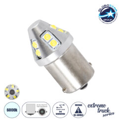 LOC LED Of Cyprus - GLOBOSTAR® P21W-1156 81457 Λάμπα P21W 1156 BA15S CANbus LED 5W 420lm 360° DC 10-30V IP20 Ψυχρό Λευκό 6000K - 12 x Epistar SMD3030 Chip - Μ1.8 x Π1.8 x Υ5cm - 1 Χρόνο Εγγύηση