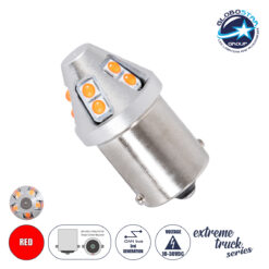 LOC LED Of Cyprus - GloboStar® 1156 - BA15S - P21W 81460 Λάμπα Αυτοκινήτου & Φορτηγού  3rd Generation Can-Bus Extreme Truck Series LED 12 SMD 3030 5W 100lm 360° DC 10-30V IP20 Κόκκινο
