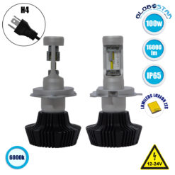 LOC LED Of Cyprus - GloboStar® 81663 H4 LED HID KIT Βασικού Φωτισμού 3rd Generation Can Bus Extreme Version Luxeon Zes Chip 100 Watt 16000 Lumens DC 12-24 Volt 6000k