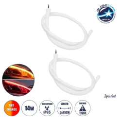 LOC LED Of Cyprus - ΣΕΤ DRL - Φώτα Ημέρας για Φανάρι Αυτοκινήτου Κόκκινο + Πορτοκαλί για Φλας 85cm 12 Volt GloboStar 55116