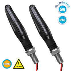 LOC LED Of Cyprus - GLOBOSTAR® TURNLIGHT 81753 Φλας Μοτοσυκλέτας LED 1W/2W 110lm/220lm 120° DC 12V Αδιάβροχο IP65 Πορτοκαλί - Μ11 x Π2.3 x Υ1.9cm - Πακέτο 2 Τεμαχίων - 1 Χρόνο Εγγύηση
