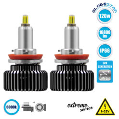 LOC LED Of Cyprus - GloboStar® 82064 H8 360° Extreme Line KIT Βασικού Φωτισμού Αυτοκινήτου & Φορτηγού 3rd Generation Can-Bus Extreme Truck Series LED CREE CXB COB 120W 16800lm DC 9-32V Αδιάβροχο IP66 Ψυχρό Λευκό 6000K