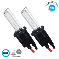 LOC LED Of Cyprus - GloboStar® 84001 H3 ΣΕΤ 2 x Λάμπες Βασικού Φωτισμού Αυτοκινήτου & Μοτοσυκλέτας Xenon HID 70W 6400lm IP20 Ψυχρό Λευκό 6000K