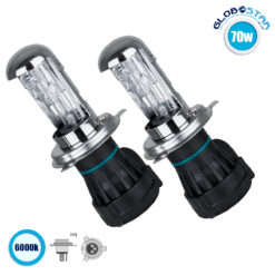 LOC LED Of Cyprus - GloboStar® 84002 H4 ΣΕΤ 2 x Λάμπες Βασικού Φωτισμού Φορτηγού Xenon HID 55W 6400lm DC 24V IP20 Ψυχρό Λευκό 6000K