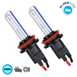 LOC LED Of Cyprus - GloboStar® 84018 H11 ΣΕΤ 2 x Λάμπες Βασικού Φωτισμού Αυτοκινήτου & Μοτοσυκλέτας Xenon HID 70W 6400lm IP20 Ψυχρό Λευκό 8000K