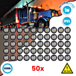 LOC LED Of Cyprus - GloboStar® 85307 Πακέτο 50 Τεμάχια Φώτα Όγκου για Φορτηγά BULLET PIN LED SMD 5730 1W / Τεμ. 100lm DC 24V Αδιάβροχα IP65 Ψυχρό Λευκό 6000K