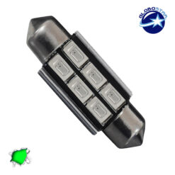LOC LED Of Cyprus - GloboStar® C5W 40162  Λάμπα Αυτοκινήτου  FESTOONLED 39mm Can Bus με 6 SMD 5630 2.5W DC  180° 12V Πράσινο
