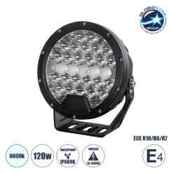 LOC LED Of Cyprus - GloboStar® 85338 E4 Mark Vehicle & JEEP Work Lights - Φώτα Εργασίας για Οχήματα και JEEP LED High Power 120W DC 10-30V Αδιάβροχo IP6K9K Ψυχρό Λευκό 6000K M18 x Π7 x Υ19cm