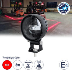 LOC LED Of Cyprus - GloboStar® 85340 E4 Mark Forklift Safety Lights - Φώτα Προειδοποίησης & Διαγράμμισης Ασφαλείας για Περονοφόρα - Κλάρκ LED 8W DC 12-80V Αδιάβροχο IP67 Κόκκινο Μ8.5 x Π6.5 x Υ12cm