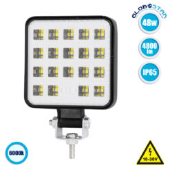 LOC LED Of Cyprus - GLOBOSTAR® WORKPRO 85410 Προβολάκι LED 48W 4800lm 180° DC 10-30V Αδιάβροχο IP65 Ψυχρό Λευκό 6000K - SMD Chip - Μ10.3 x Π8.5 x Υ2cm - 2 Χρόνια Εγγύηση
