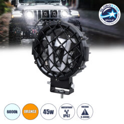 LOC LED Of Cyprus - GloboStar® 85439 Vehicle & JEEP Work Lights - Φώτα Εργασίας για Οχήματα και JEEP με V Light DRL & Φλας LED High Power 45W DC 9-36V Αδιάβροχo IP67 Πορτοκαλί & Ψυχρό Λευκό 6000K M17 x Π8 x Υ21cm