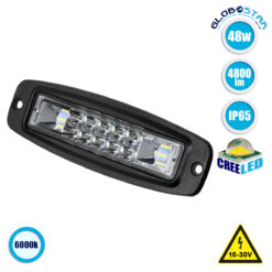 LOC LED Of Cyprus - GloboStar® 85440 PRO Series Χωνευτός Προβολέας Εργασίας - Φώτα Ημέρας - Working Light - DRL για Αυτοκίνητα & Φορτηγά LED CREE XBD 48W 4800lm DC 10-30V Αδιάβροχο IP65 Ψυχρό Λευκό 6000K