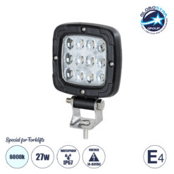 LOC LED Of Cyprus - GloboStar® 85454 E4 Mark Vehicle & Forklift Work Lights - Φώτα Εργασίας για Οχήματα Περονοφόρα - Κλάρκ LED 27W DC 10-80V Αδιάβροχο IP67 Ψυχρό Λευκό 6000K Μ9.5 x Π3 x Υ13.5cm