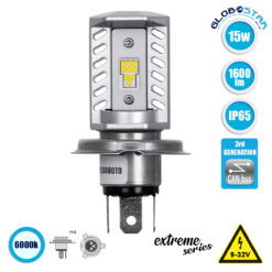 LOC LED Of Cyprus - GloboStar® 85620 H4 Λάμπα Βασικού Φωτισμού Μοτοσυκλέτας LED CREE CXB COB 15W 1600lm DC 9-32V Αδιάβροχη IP65 Ψυχρό Λευκό 6000K