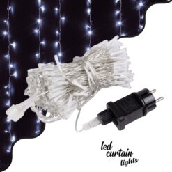 LOC LED Of Cyprus - 85828 Διακοσμητική Κουρτίνα 3 x 3 Μέτρα με Controller 8 Προγραμμάτων Εναλλαγών Φωτισμού - Επεκτεινόμενη 300 LED 3.6W AC 230V με Διάφανο Καλώδιο & Πρίζα Schuko Αδιάβροχη IP44 Ψυχρό Λευκό 6000K Μ3 x Υ3m